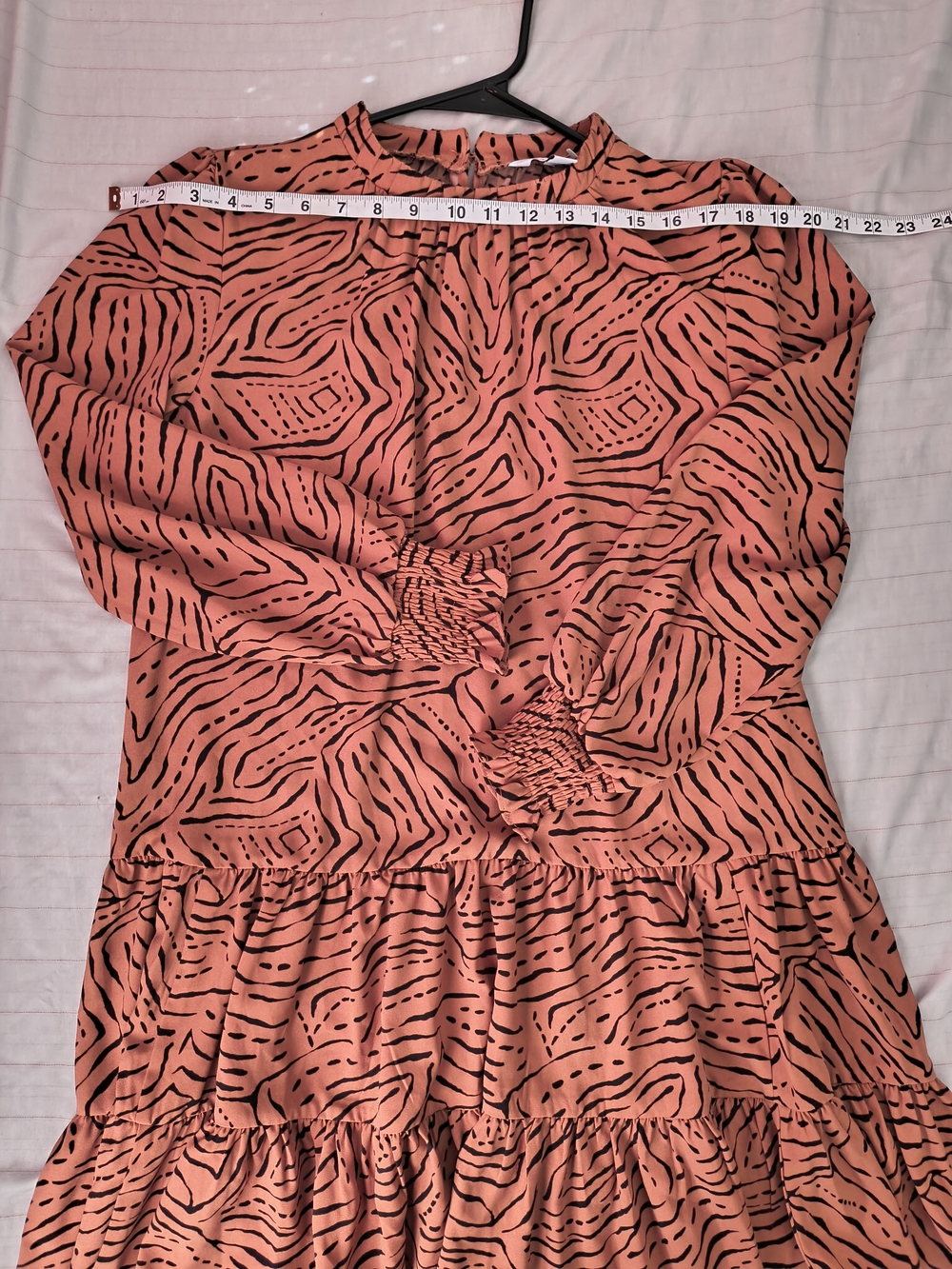 Nine West Rust Patterned Tiered Mini Dress Size S - Picture 4 of 9